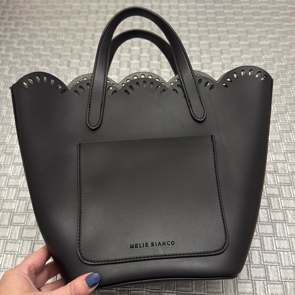 Melie Bianco faux leather Black Allison Tote Bag - Picture 1 of 8